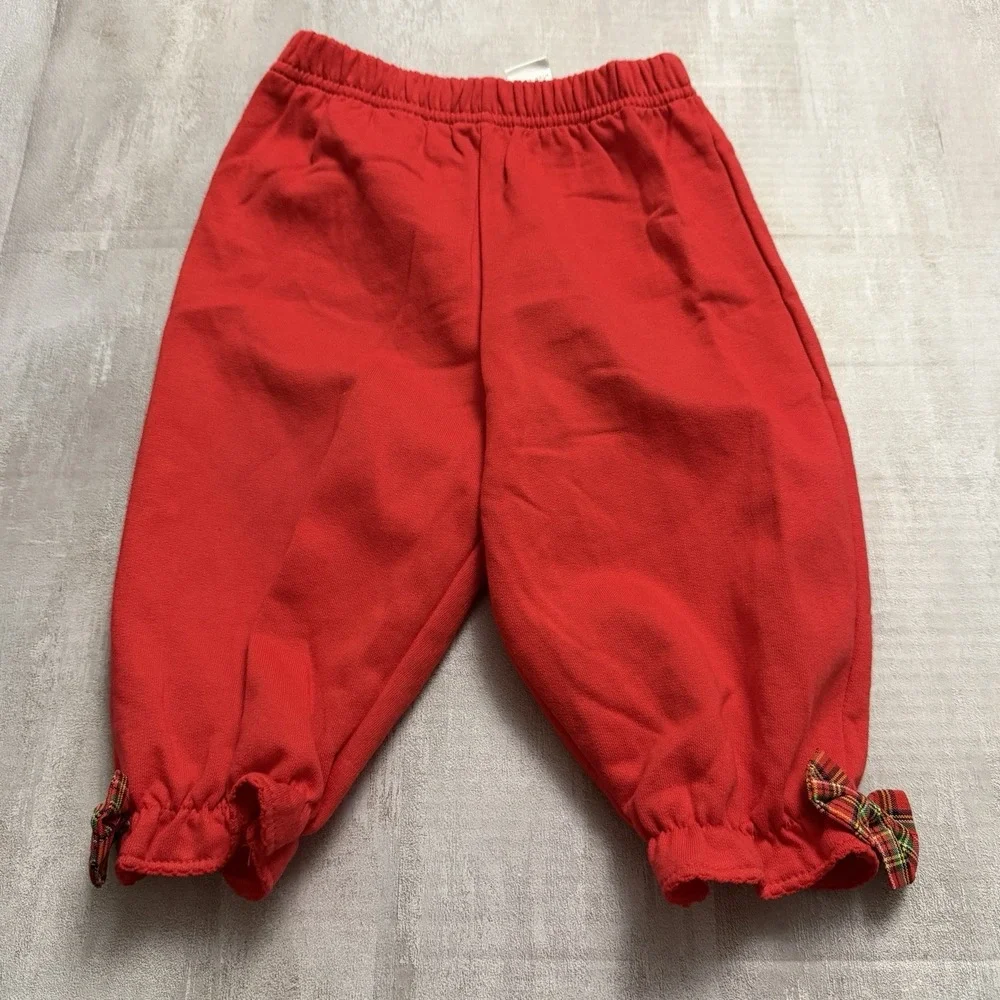 NWOT All Mine Christmas Baby 12 months 2 Piece Outfit Embroidered Tree Plaid Red